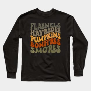 Flannels Hayrides Pumpkins Bonfires Smores Long Sleeve T-Shirt